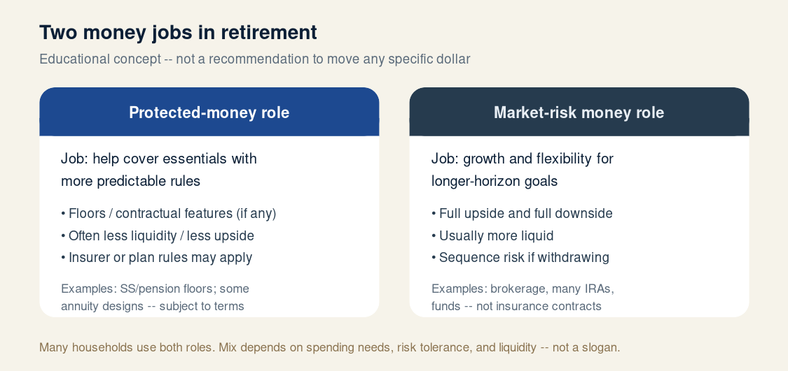 Protected money versus market-risk money buckets