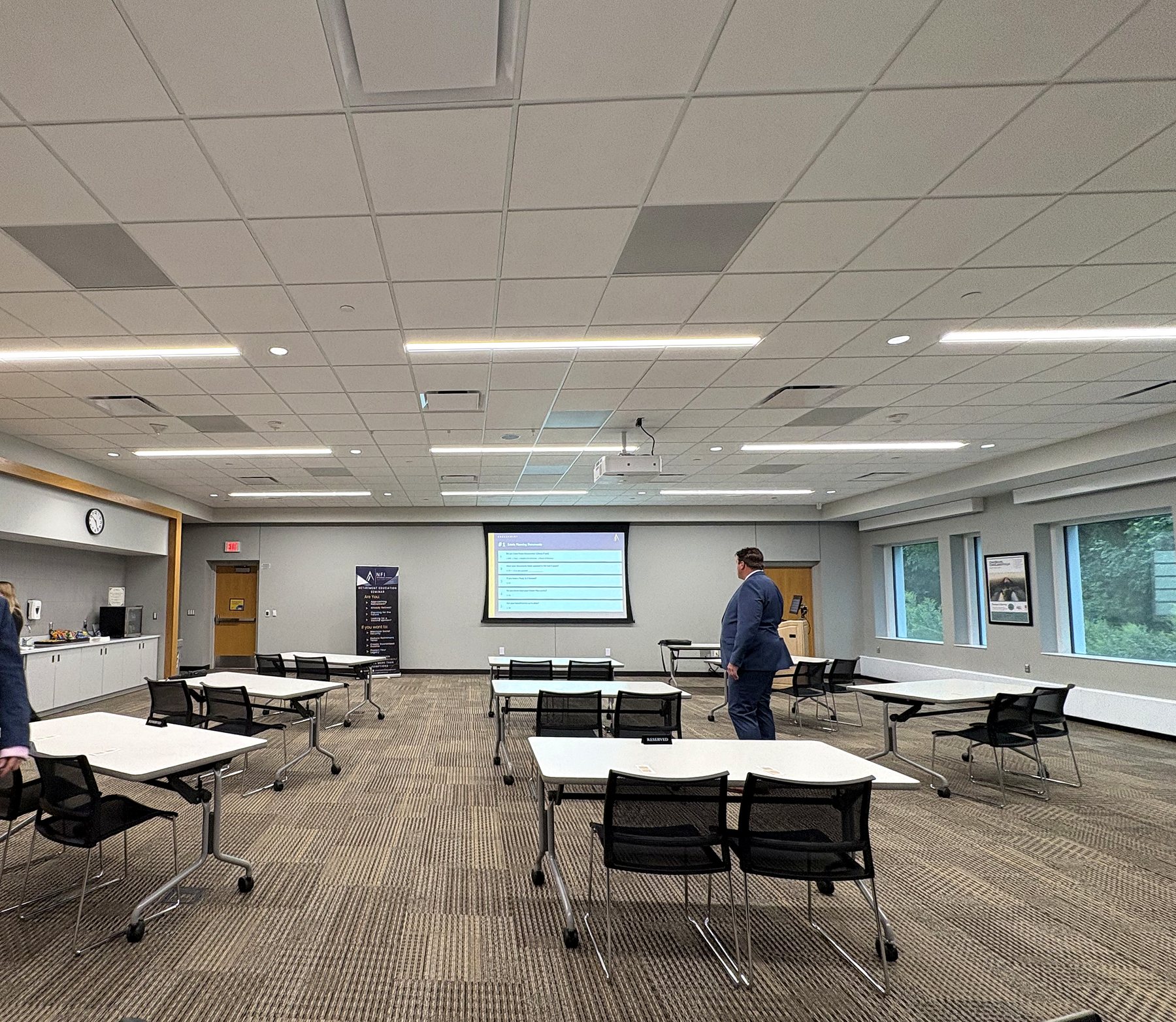 Seminar room set for an NFI Retirement Academy education session